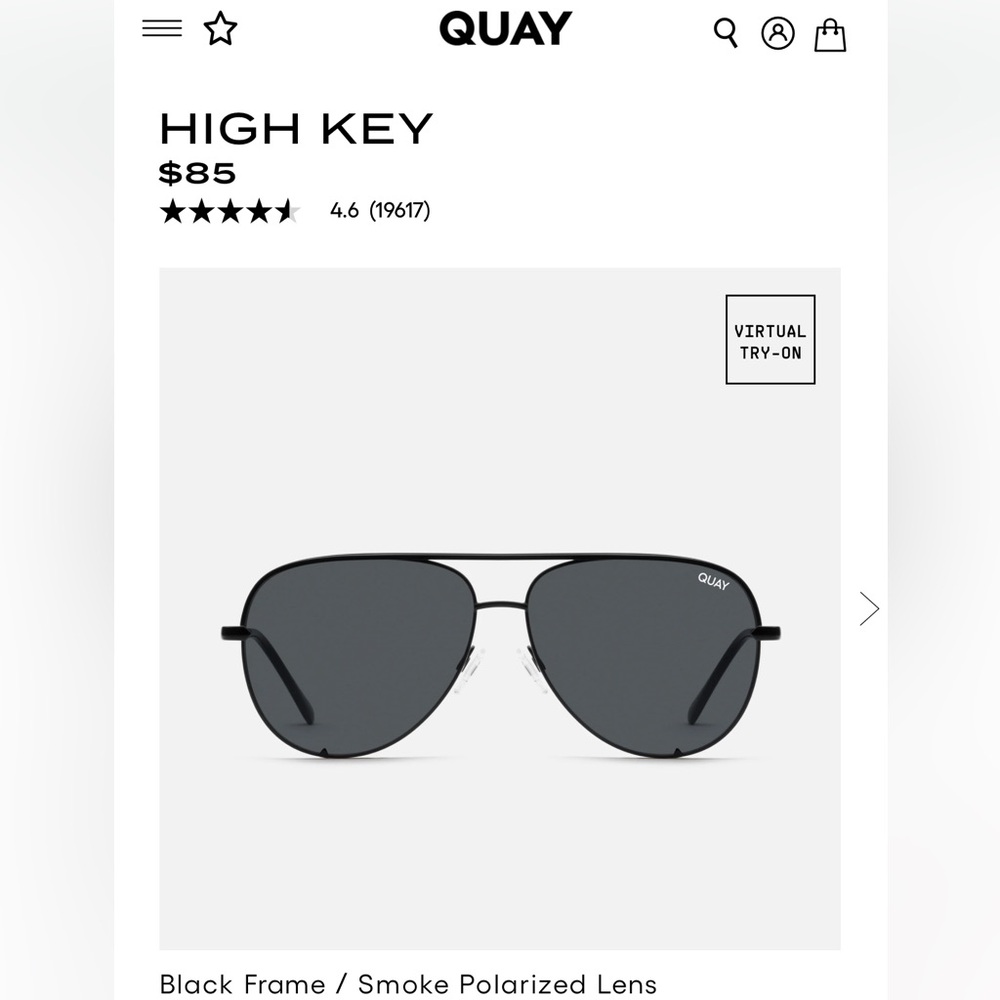 Quay Polarized High Key Black Smoke Sunglasses xl
